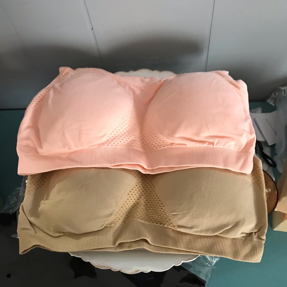 2 SPORTS BRAS PEACH & TAUPE NEW BREATHABLE BRAS NW